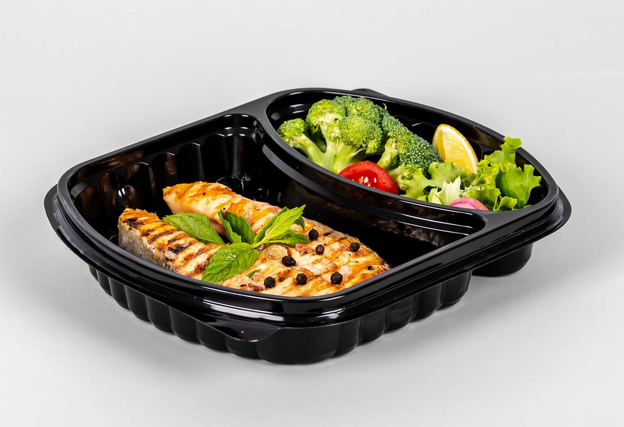 2 Bölmeli Kapaklı Gıda Kabı (Sıcağa Dayanıklı)