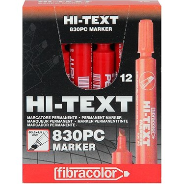 Hi-Text Hı-Text Yuvarlak Uç Marker Koli Kalemi 830 Pb Kırmızı 12'li