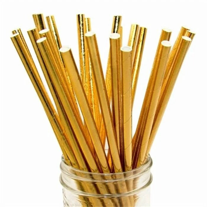 Kağıt Pipet Metalize Gold (25 Adet)