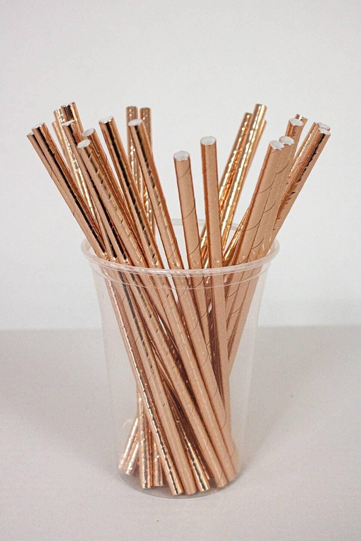 Kağıt Pipet Metalize Bakır (25 Adet)