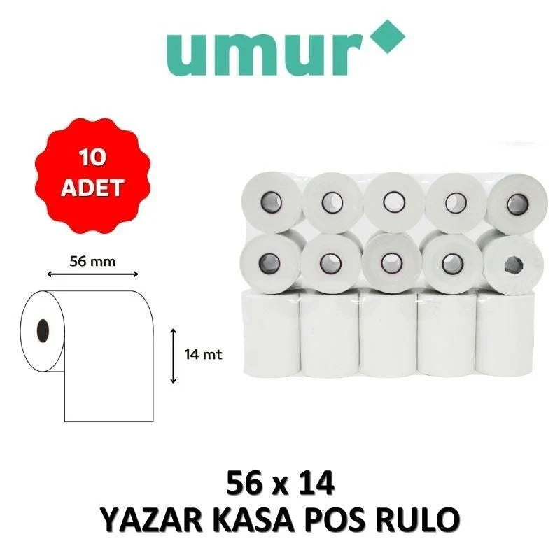 Yazar Kasa Pos Rulosu 56mm x 14mt - 10 Adet